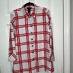 Ali Miles Red and White Plaid Blouse